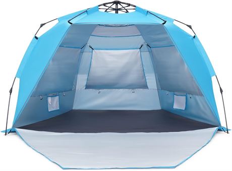 SweetBin Beach Tent, UPF 50+, 4 Person (Blue)