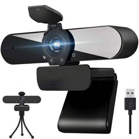 HD 1080p Webcam, USB, Mic, 360 Degree View