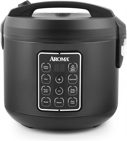 AROMA 12-Cup Digital Rice Multicooker Black