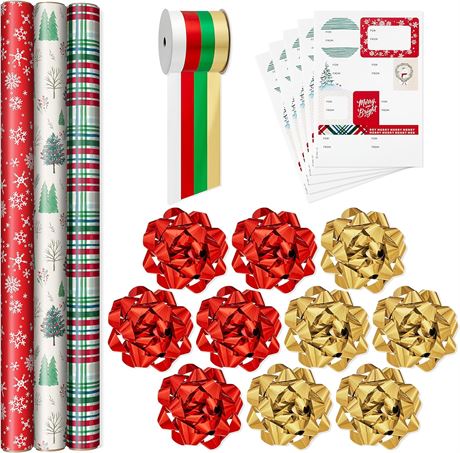 Christmas Wrapping Set, 90sq.ft. Red & Green