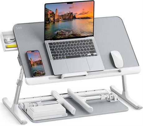 SAIJI Laptop Bed Tray, Adjustable, Gray