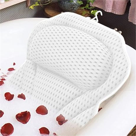4D Luxury Bath Pillow with Non-slip Suction