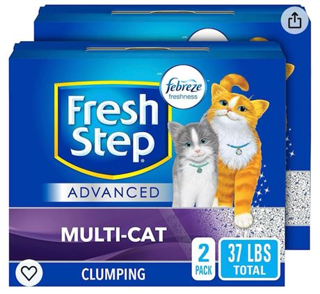 2 Boxes Fresh Step Cat Litter, 37 lbs (2x18.5lb)