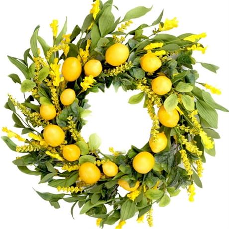 "20" Artificial Lemon Wreath with Yellow Lemon