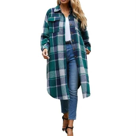 Fantaslook Women's Flannel, Plaid Long Coat