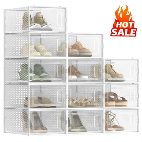 SONGMICS Shoe Boxes, Pack of 12, Up to Size 10