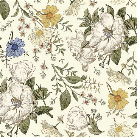 VEELIKE 17.7"x118.1" Floral Peel & Stick Wallpaper