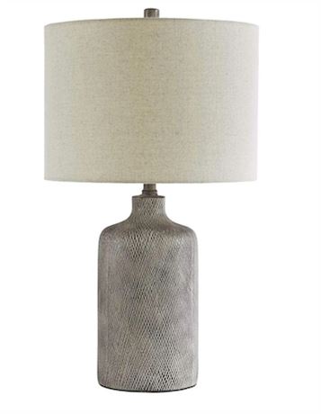 Signature Design by Ashley Linus Modern 25" Ceramic Table Lamp, Natural Stone Fi