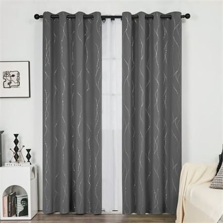 Deconovo Blackout Curtains 84", Gray, 52"x84"
