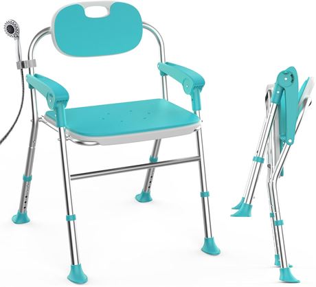 Foldable Shower Chair, 5-Level Adjustable
