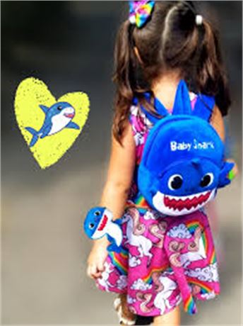 Baby Shark Backpack Kids Plush (Blue)