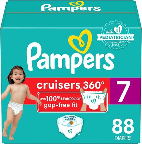 Pampers Cruisers 360, Size 7, 1M Supply, 88 Ct