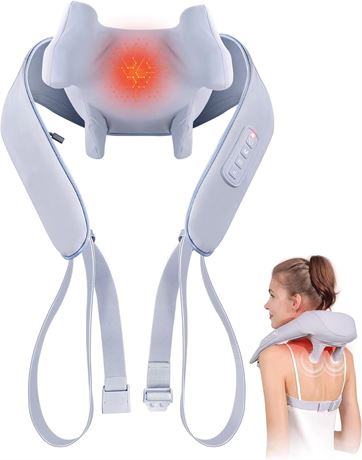 Neck Massager with Heat, Cordless, Grey