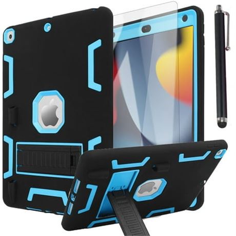 iPad 9th Gen 10.2 Case, Protector- Black/Blue