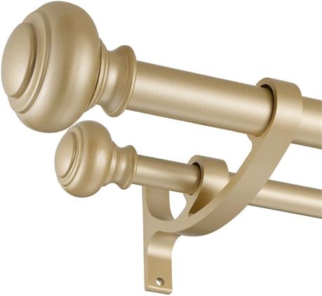 Light Gold Double Curtain Rods, 72-144 Inch