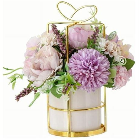 KIRIFLY Artificial Flowers (Light Purple Vase)