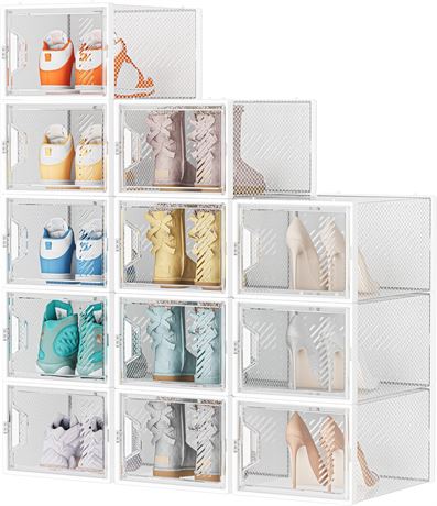 Shoe Storage, 12 Pack Large for Size 13 White
