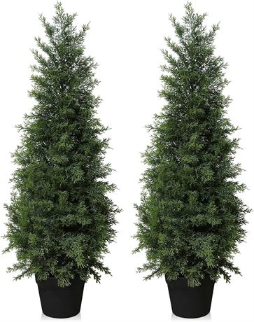 LOMANTO 2Pack 3Ft Artificial Topiary Cedar