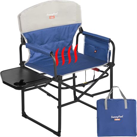 SUNNYFEEL Heated Camping Directors Chair, Heavy Duty,Oversized Outdoor Portable