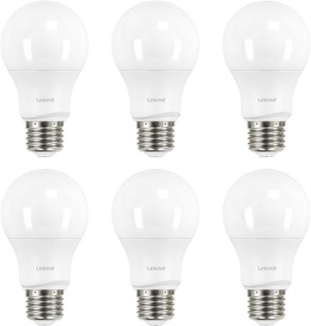 A19 LED Bulbs, 60W, 2700K, 6 Packs