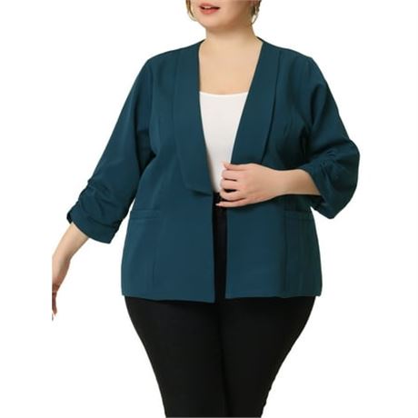 Size 4X Agnes Orinda Plus Size 3/4 Sleeve Blazer