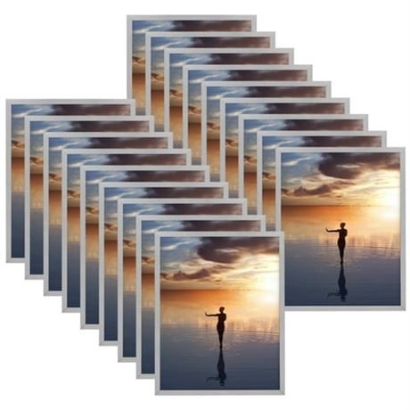 11x14 Picture Frame Set of 18, Silver Frame