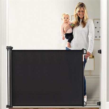 Retractable Baby Gate, 33 Tall x 71 Wide grey