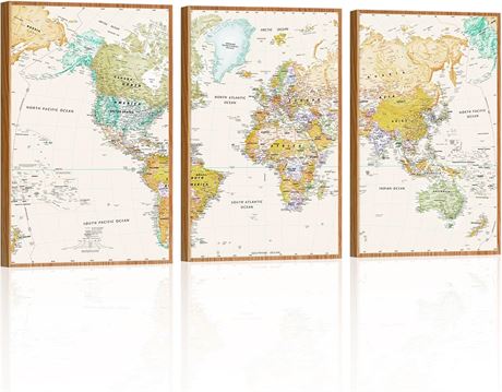 PoGoXiPoYo World Map Canvas, 24x36inch