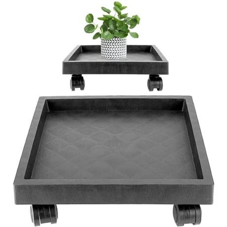 ZEONHAK 2 Pack 11.8 Inch Square Plant Caddy