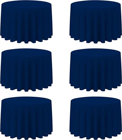 6 Pack Navy Blue Round Tablecloths 108 Inch