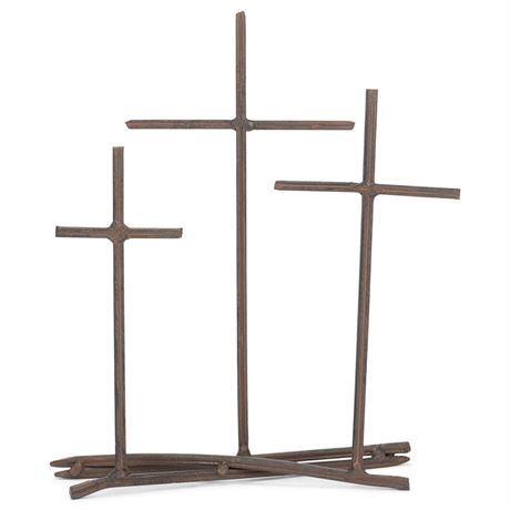 Three Crosses Metal Nail, 8 x 9.5 Table Decor