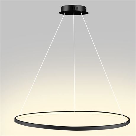 LED Ring Chandelier, Black-3000K 31.5 inch