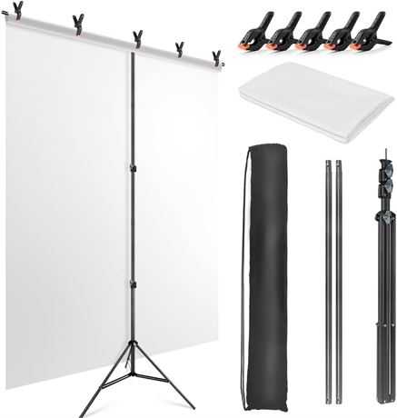 5X6.5ft Screen Backdrop with Stand and Clamps