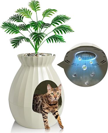 Large Indoor Cat Litter Box with Plants