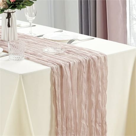 Dololoo 2Pk 13FT Pink Cheesecloth Table Runner
