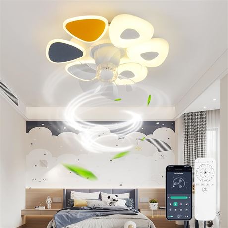 21" Ceiling Fan with Lights, Remote, 360-Deg