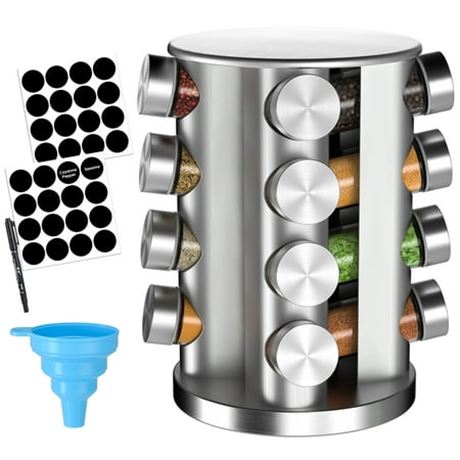 16-Jar Rotating Spice Rack with Accessories