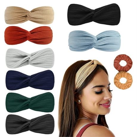 8 Pack Headbands for Women, 2 Hair Ties