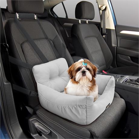 Veehoo Small Dog Car Seat, Soft Cotton, Grey