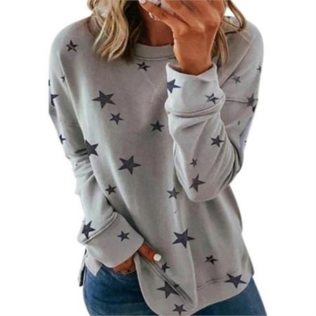 Star Print Sweatshirt Plus Size Women