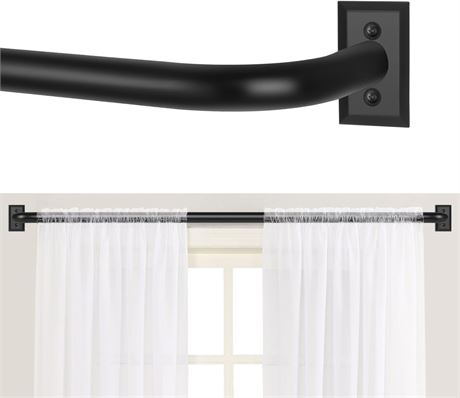 Black Curtain Rods 66-120 inch, Matte Black