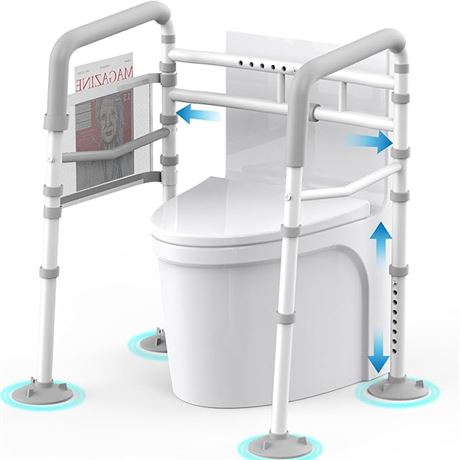 Agrish Toilet Safety Rail, Adjustable, Grey