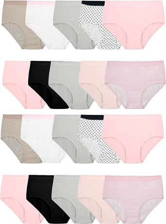 Size 14 Fruit of Loom Girls Briefs - Black/Pink/Grey