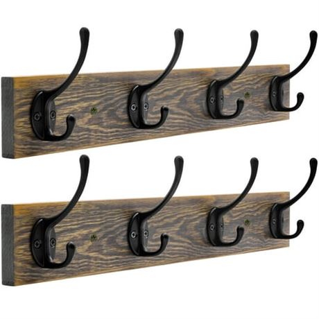 Futeen Wooden Coat Rack, Wall Mounted, 2 Pack