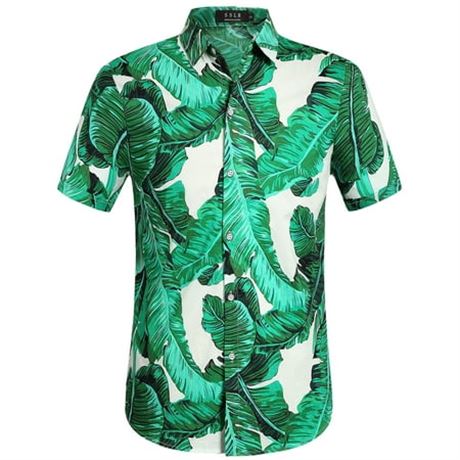 SSLR Men's Short Sleeve Hawaiian Cotton Shirt