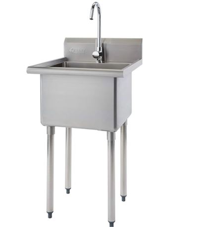 TRINITY THA-0307 Basics Stainless Steel Freestanding Single Bowl Utility Sink fo