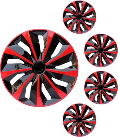 R14 Hub Caps, 14-Inch Replacement, Red-Black