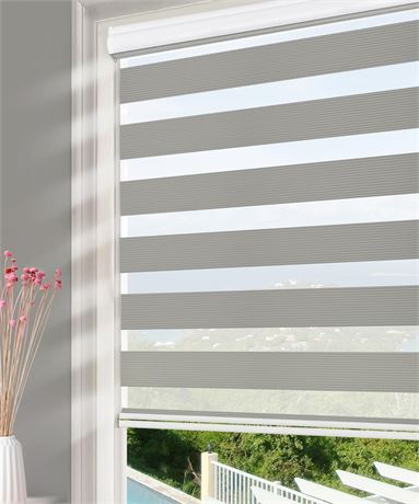 Zebra Window Shades, Light Grey 46"W x 72"H