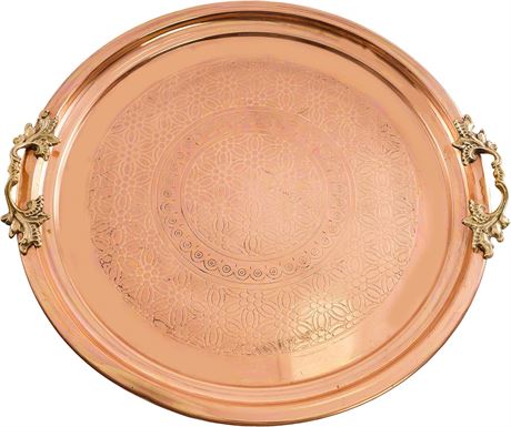 Copper Tray with Brass Handle, 35.5cm