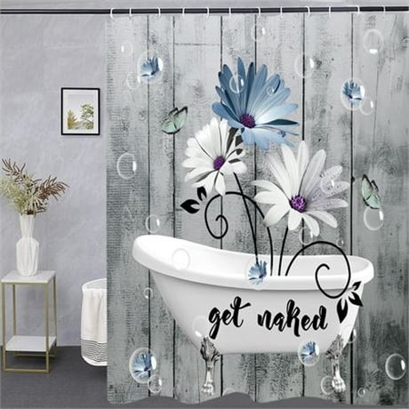 Rustic Floral Shower Curtain Set, 60X70in